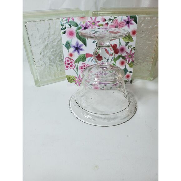 Vintage Etched Crystal Compote, Pedestal Bowl Clear - Picture 8 of 9